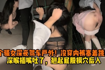 两个骚女深夜驾车户外！ 没穿内裤塞着跳 深喉插嘴吐了，翘起屁股摸穴后入